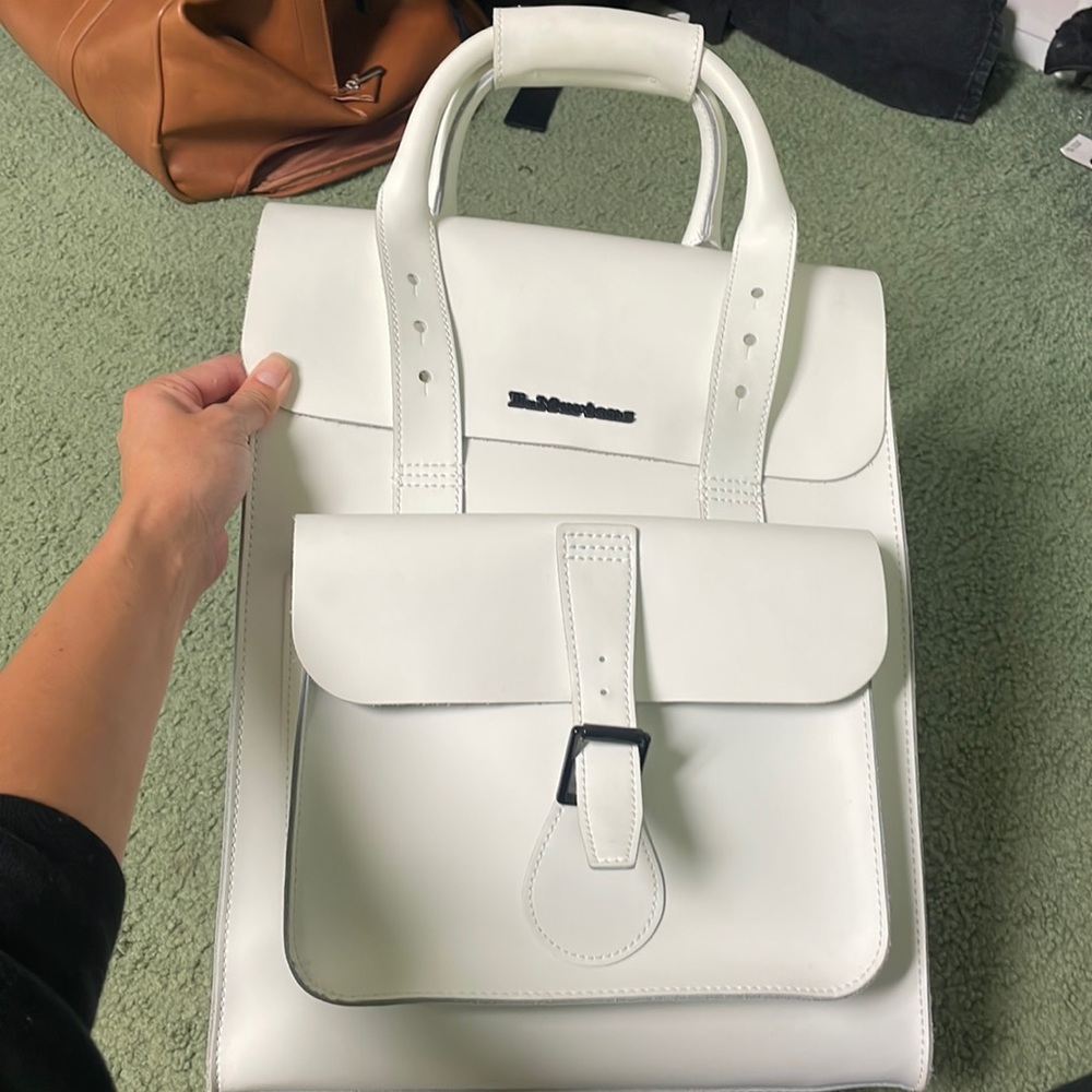 Dr.Martens white leather backpack
